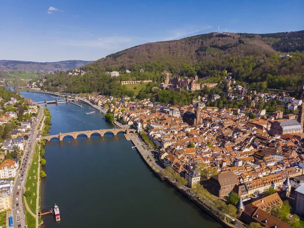 Krásný Výhled Shora Hrad Heidelberg Starou Část Města Jaro Zelené — Stock fotografie