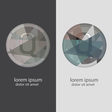 Birden çok renk kombinasyonları ile harf Q