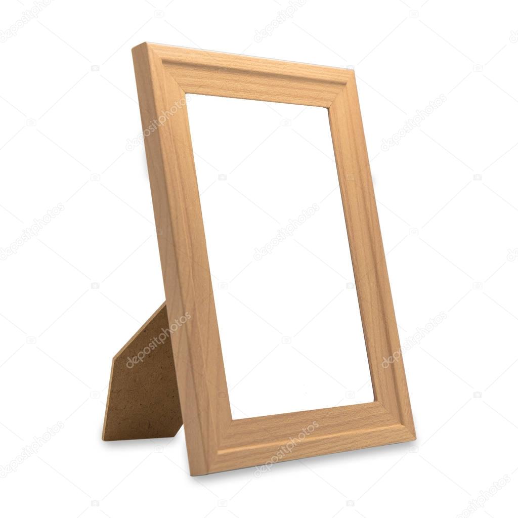 blank wooden frame isolated on  white background