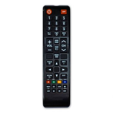 Uzaktan kumanda izole kırpma pat ile beyaz arka plan üzerinde Tv