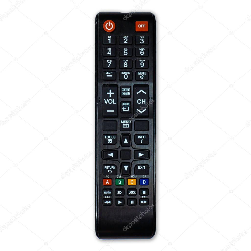 Remote control TV isolated on white background with clipping pat