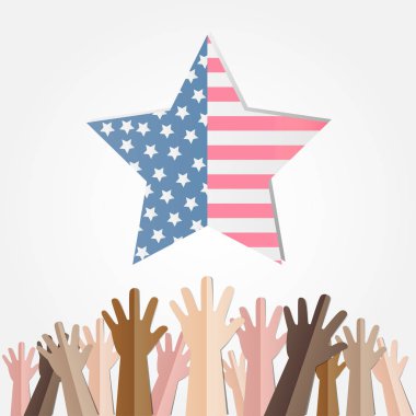 4 Temmuz Amerikan Bağımsızlık günü rozet farklı el ile