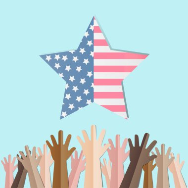 4 Temmuz Amerikan Bağımsızlık günü rozet farklı el ile