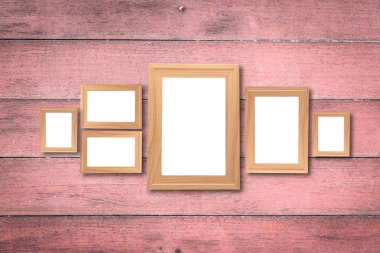 Kolaj boş kahverengi ahşap çerçeve, iç dekor üzerinde sahte
