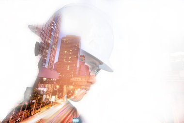 Çalışma Şir mühendis veya mimari insanın çift pozlama