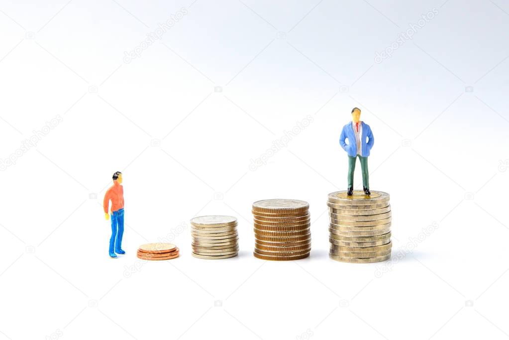 Concept for success ladder Miniature people: Small business figu
