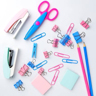 Sabit kavramı, düz Lay üstten görünüm fotoğraf Okulu s sağlar.