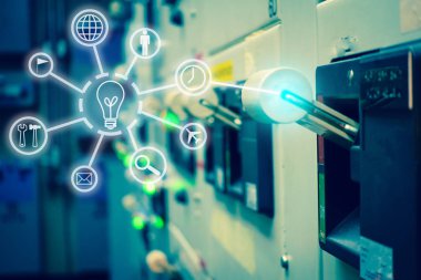 Elektrik Şalt odası elektrik swit dijital simgeleri ile
