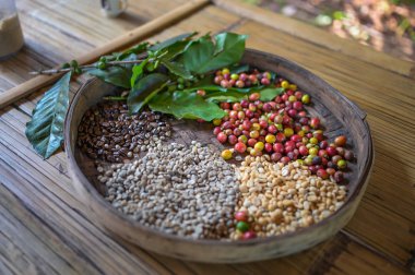 Olgun kahve yapraklı sepet.