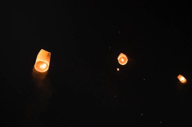 Beautiful Unfounded floating lanthern  on Yi Peng festival and Loy Krathong day. Chiang Mai,Thailand. clipart