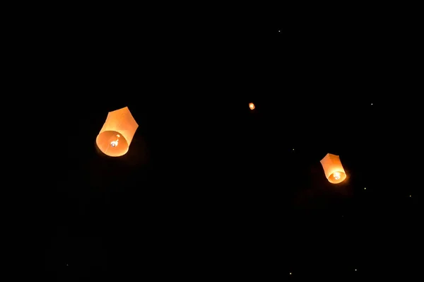 Schöne Unbegründete Schwimmende Laternen Peng Festival Und Loy Krathong Tag — Stockfoto