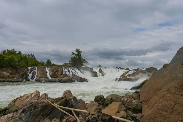 Khone Phapheng Cae Famosa Cascada Don Khong Champasak Laos — Foto de Stock