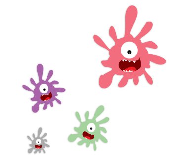 Coronavirus Bakteri Grubu Hücre Simgesi, Covid-19 Enfeksiyon Yok ve kırpma yolu ile Coronavirüs Kavramlarını Durdur. 