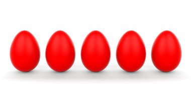 3D Render kırmızı beyaz arka plan üzerinde yumurta