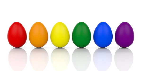 3D rendering eieren in gay vlag kleuren — Stockfoto