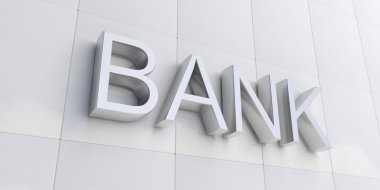 3D render gümüş banka işareti