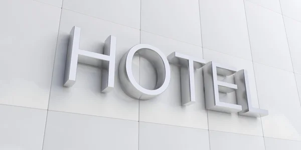 3d rendering argento hotel segno — Foto Stock