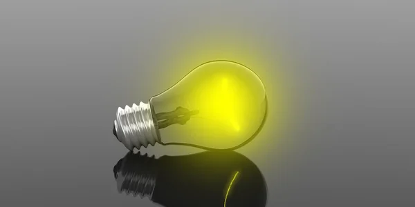 3d rendering yellow light bulb on black background — Stock Photo, Image