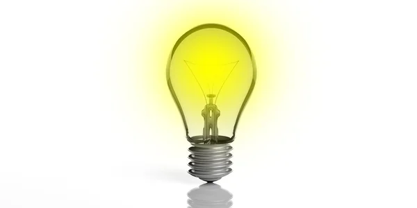 3d rendering light bulb glowing on white background — Stock Photo, Image