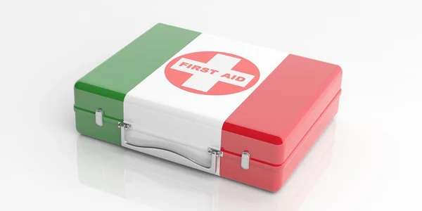 3D-rendering Italië vlag EHBO-kit op witte achtergrond — Stockfoto