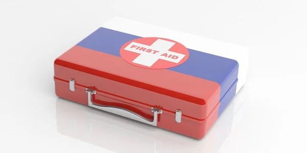 3d rendering Russia flag first aid kit on white background — Stock Photo, Image