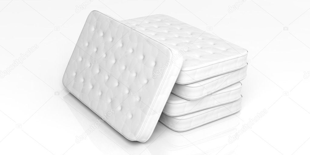 3d rendering mattresses on white background