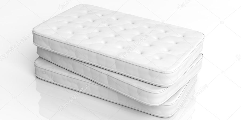 3d rendering mattresses on white background