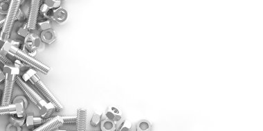 Beyaz arka plan üzerinde 3D render somun ve civata