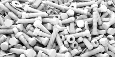 3D render somun ve cıvata arka plan