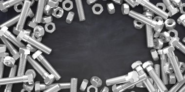 3D render somunlar siyah arka plan üzerine