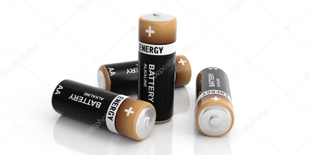 3d rendering batteries on white background