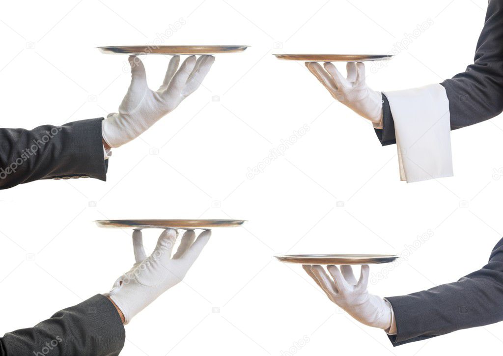 Waiters hands holding trays