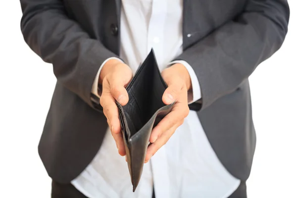 Man showing his empty wallet — Stock Photo, Image