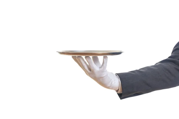 Chelnerul ține o tavă — Fotografie, imagine de stoc