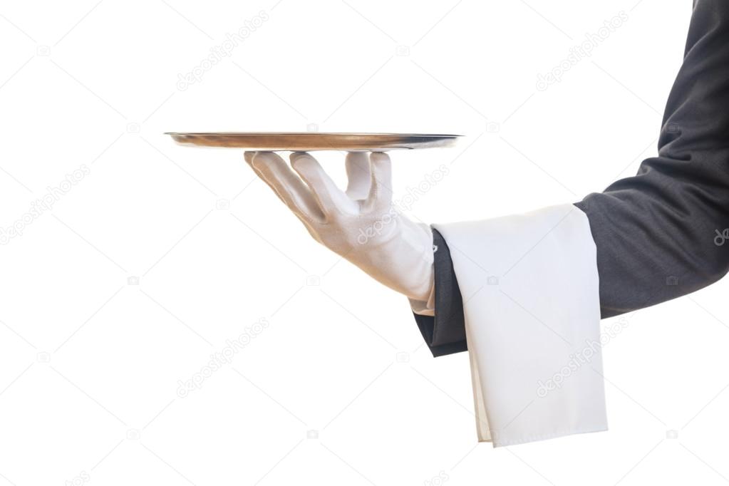 Waiter holding a tray