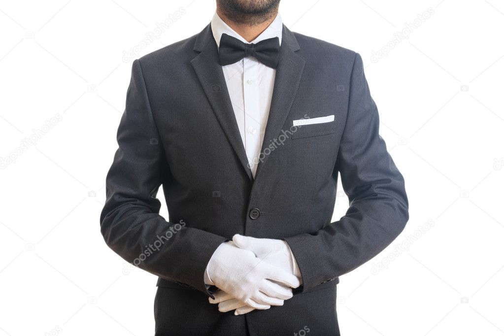 Waiter with bow tie