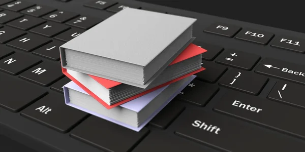 3d rendering books on keyboard — Stock Photo, Image