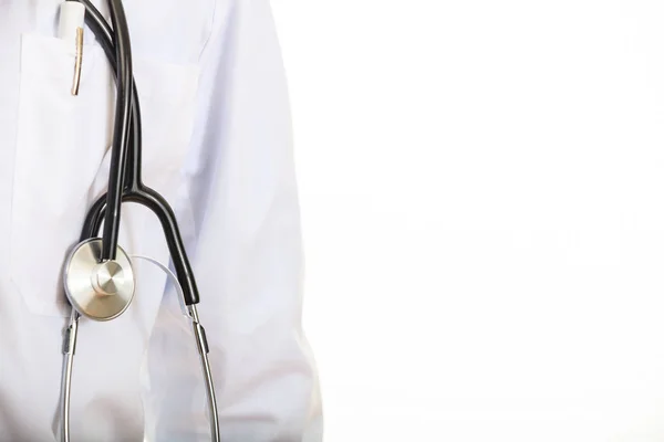 Läkare med stetoskop på vit bakgrund — Stockfoto
