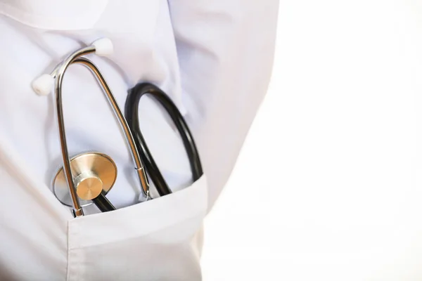 Doctor with a stethoscope on white background — Stock Photo, Image