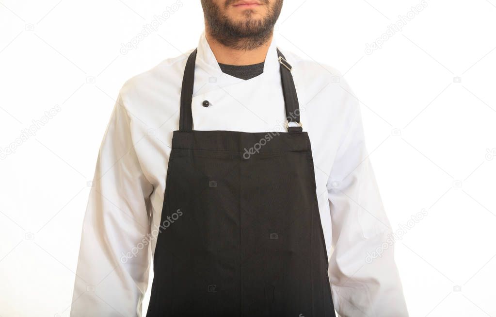 Chef with black apron