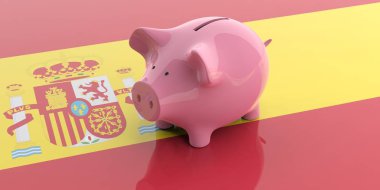 3D render pembe kumbara İspanya bayrağı