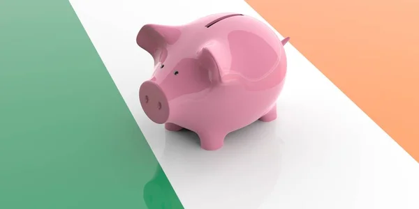 3D Rendering rosa Sparschwein auf isländischer Flagge — Stockfoto