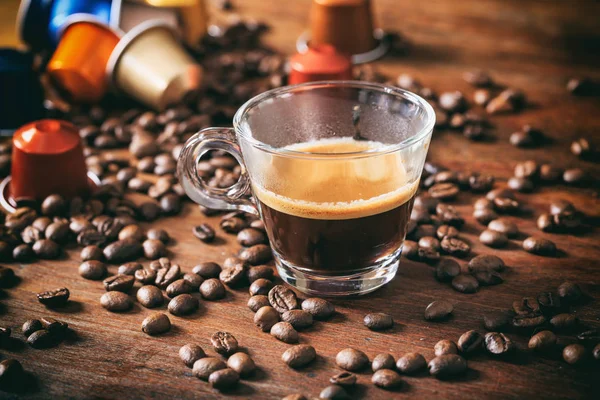 Transparent cup of espresso — Stock Photo, Image