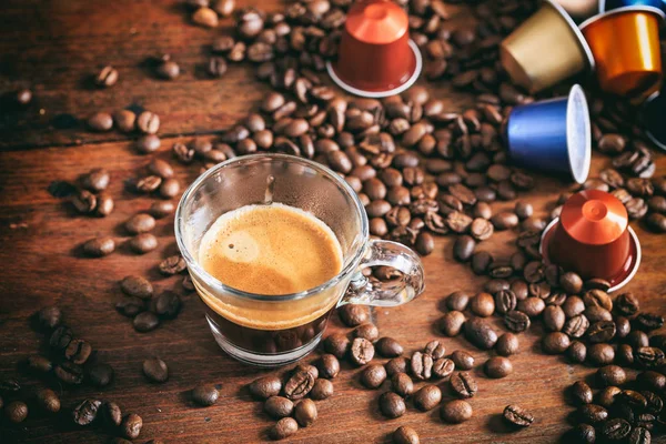 Transparent cup of espresso — Stock Photo, Image