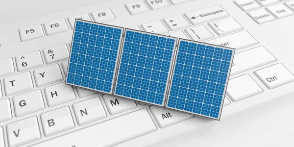 3D rendering zonnepanelen op een toetsenbord — Stockfoto