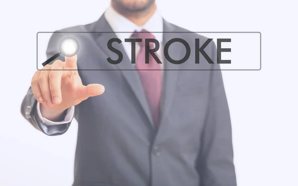 Man pekar på ordet stroke — Stockfoto