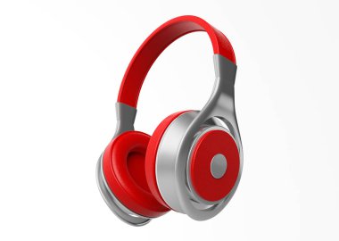 3D render çift kırmızı kablosuz kulaklık
