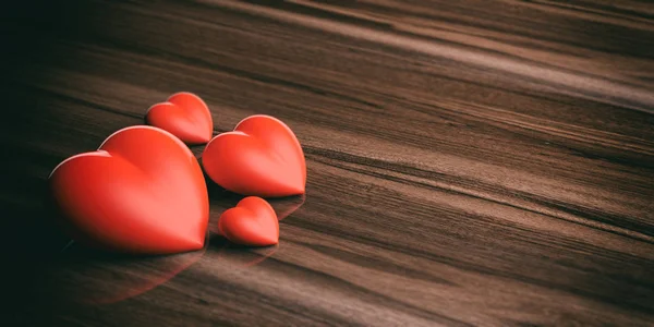 3d haciendo corazones sobre fondo de madera — Foto de Stock