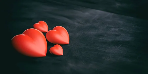 3d renderizar corazones en una pizarra — Foto de Stock