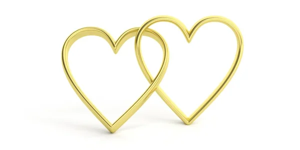 3d rendering joined hearts on white background — Stock Photo, Image